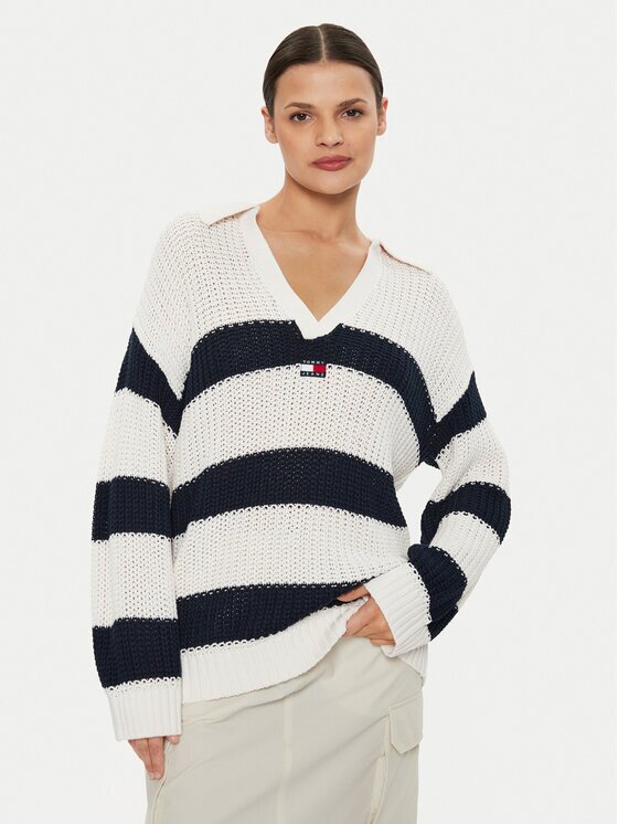Tommy Jeans Пуловер Rugby DW0DW18523 Екрю Relaxed Fit