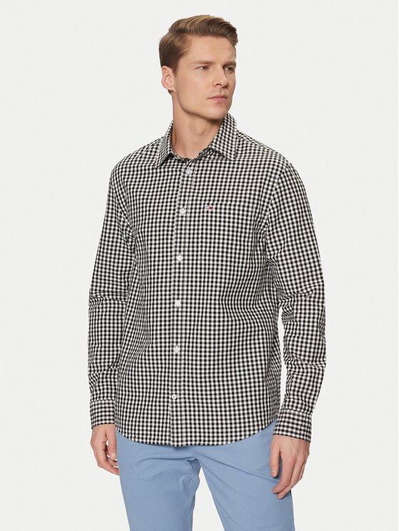 Tommy Jeans Риза Poplin Check DM0DM21115 Regular Fit