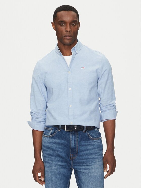 Tommy Jeans Риза Stretch Oxford DM0DM09594 Светлосиньо Slim Fit