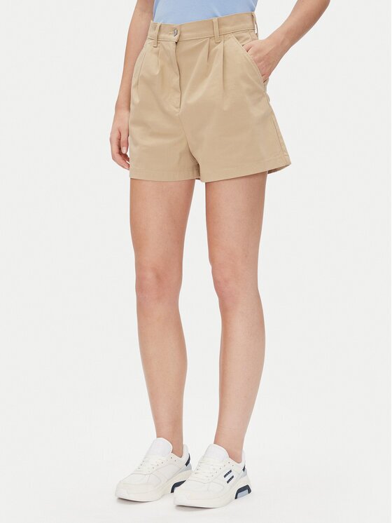 Tommy Jeans Шорти от плат Claire DW0DW21643 Екрю Regular Fit