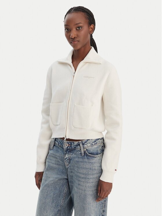 Tommy Jeans Суитшърт Cozy Sript DW0DW22029 Екрю Regular Fit
