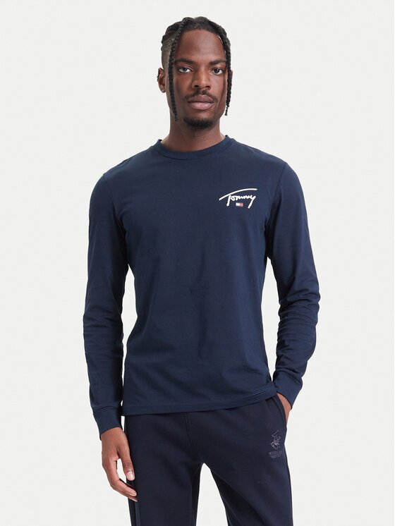 Tommy Jeans Тениска с дълъг ръкав DM0DM23546 Slim Fit