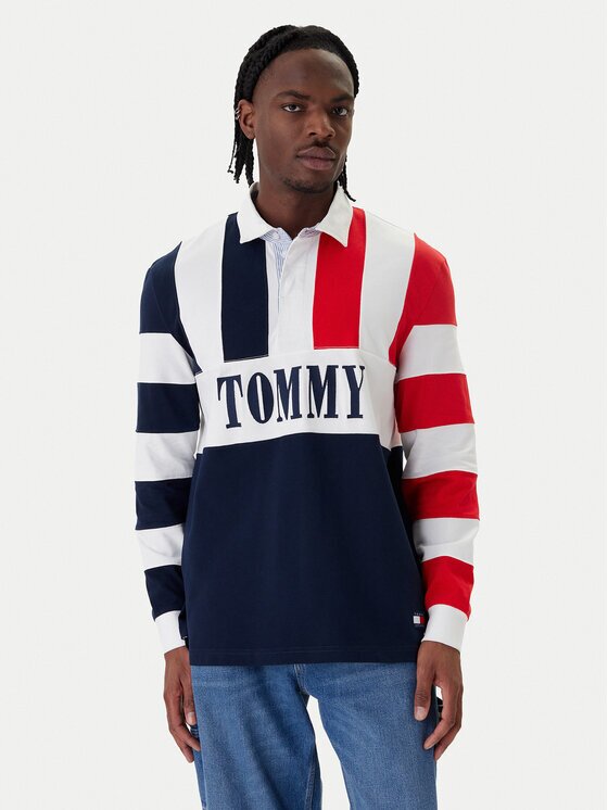 Tommy Jeans Тениска с яка и копчета Archive Rugby DM0DM23054 Relaxed Fit