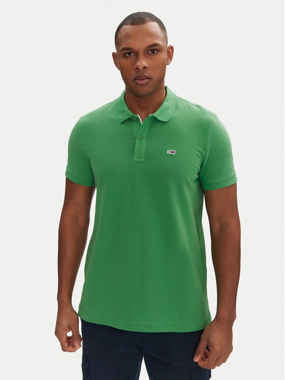 Tommy Jeans Тениска с яка и копчета DM0DM20676 Slim Fit