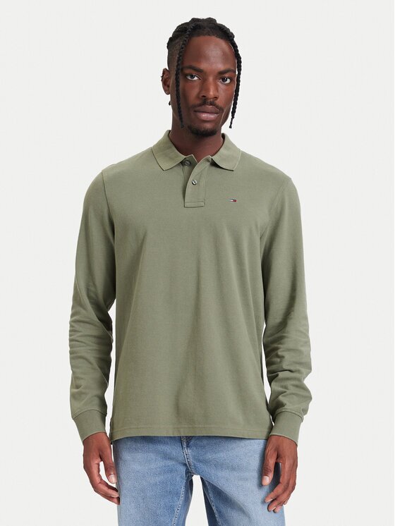 Tommy Jeans Тениска с яка и копчета DM0DM23630 Regular Fit