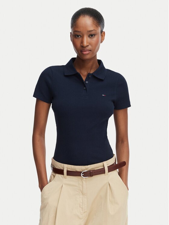 Tommy Jeans Тениска с яка и копчета DW0DW22327 Slim Fit