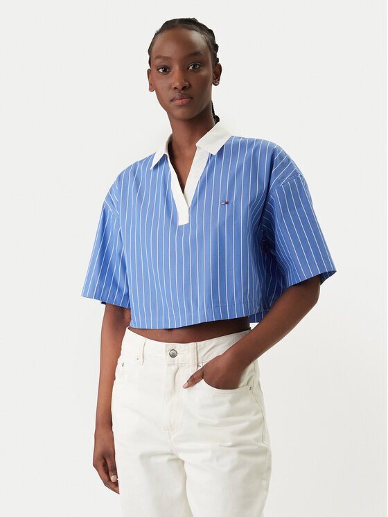 Tommy Jeans Тениска с яка и копчета DW0DW22596 Relaxed Fit