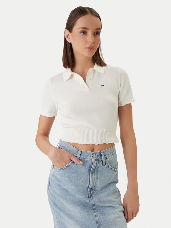 Tommy Jeans Тениска с яка и копчета DW0DW22597 Slim Fit