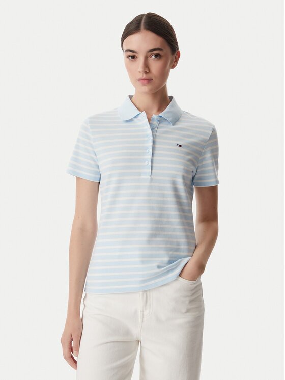 Tommy Jeans Тениска с яка и копчета Essential DW0DW22820 Regular Fit