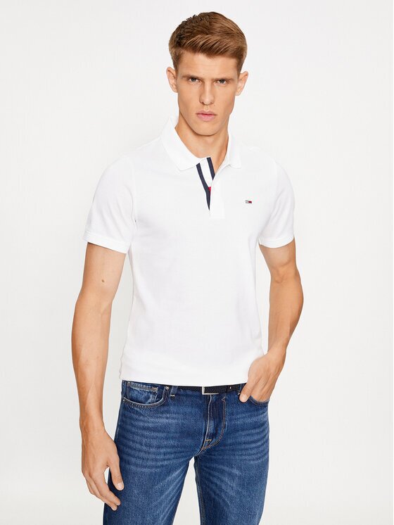 Tommy Jeans Тениска с яка и копчета DM0DM15370 Slim Fit