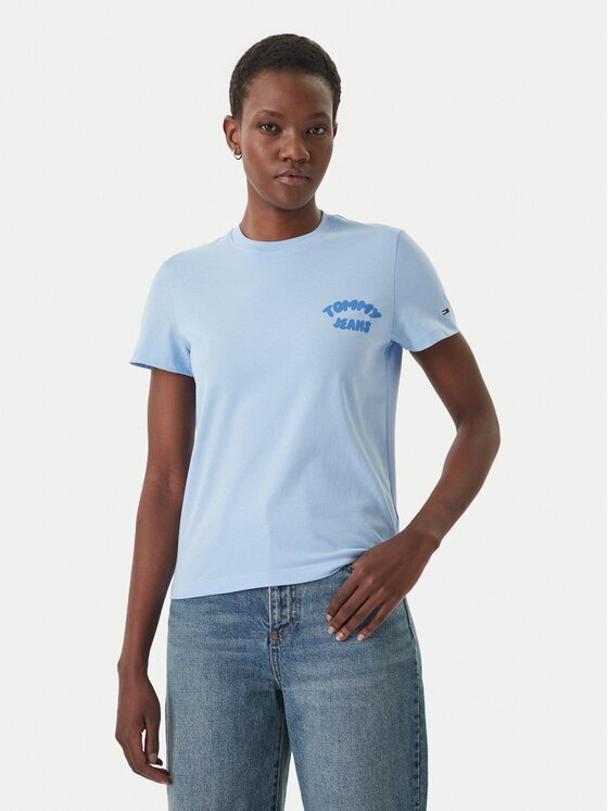 Tommy Jeans Тишърт Bubble Logo DW0DW22310 Светлосиньо Regular Fit