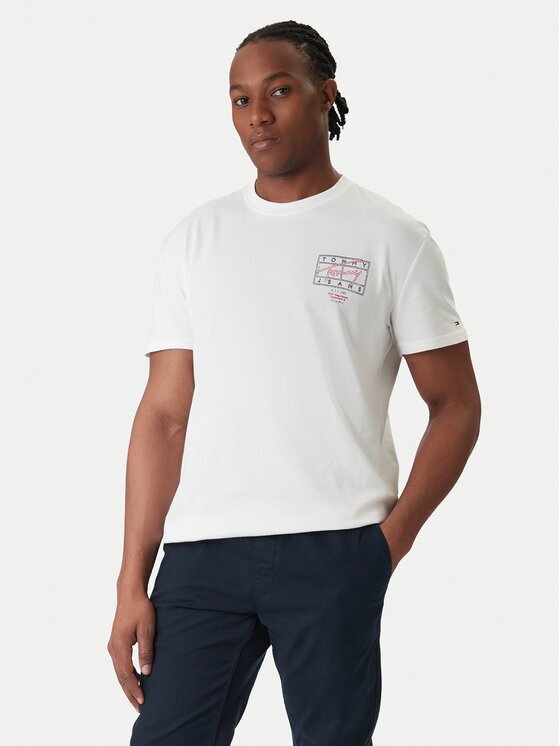 Tommy Jeans Тишърт DM0DM22319 Екрю Regular Fit