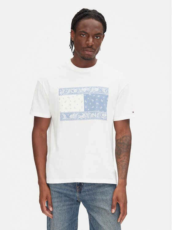 Tommy Jeans Тишърт Paisley Flag DM0DM20810 Екрю Relaxed Fit