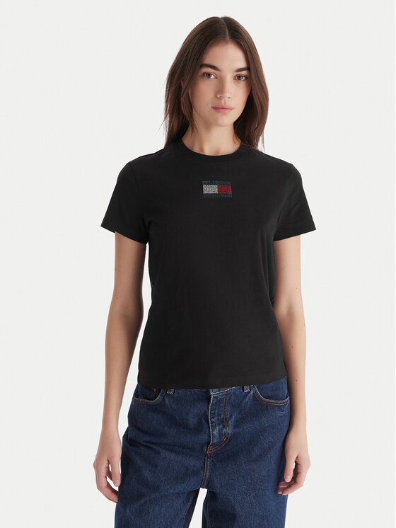 Tommy Jeans Тишърт Party Flag DW0DW21965 Екрю Regular Fit