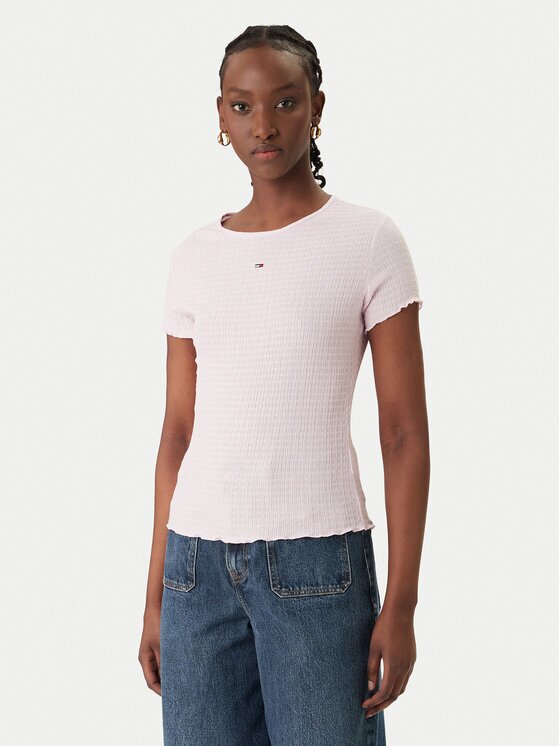 Tommy Jeans Тишърт Smock Seersucker DW0DW22219 Slim Fit