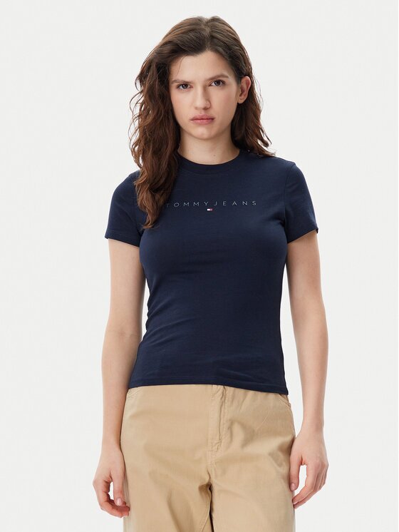 Tommy Jeans Тишърт Tonal Linear DW0DW20315 Екрю Slim Fit