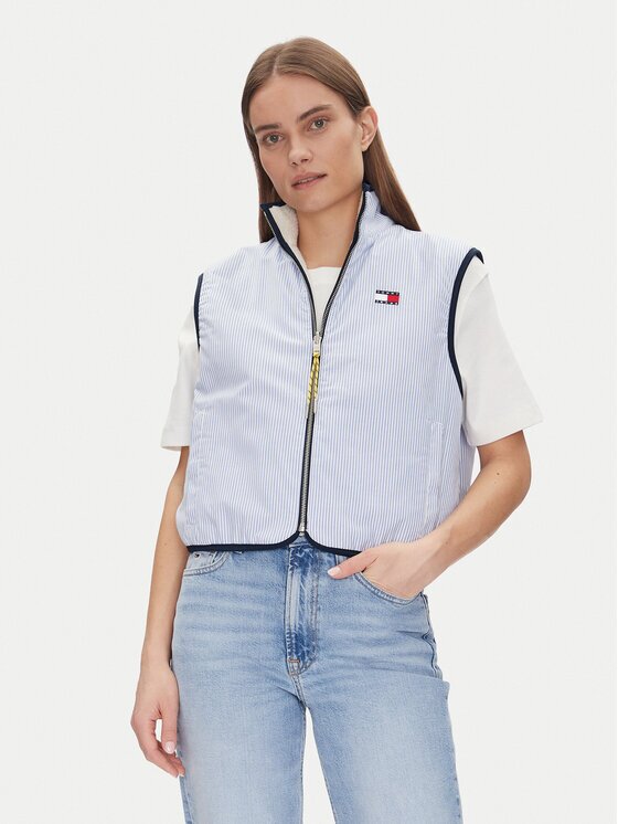 Tommy Jeans Жилетка за костюм Tjw Reversible Teddy Vest DW0DW20233 Светлосиньо Regular Fit