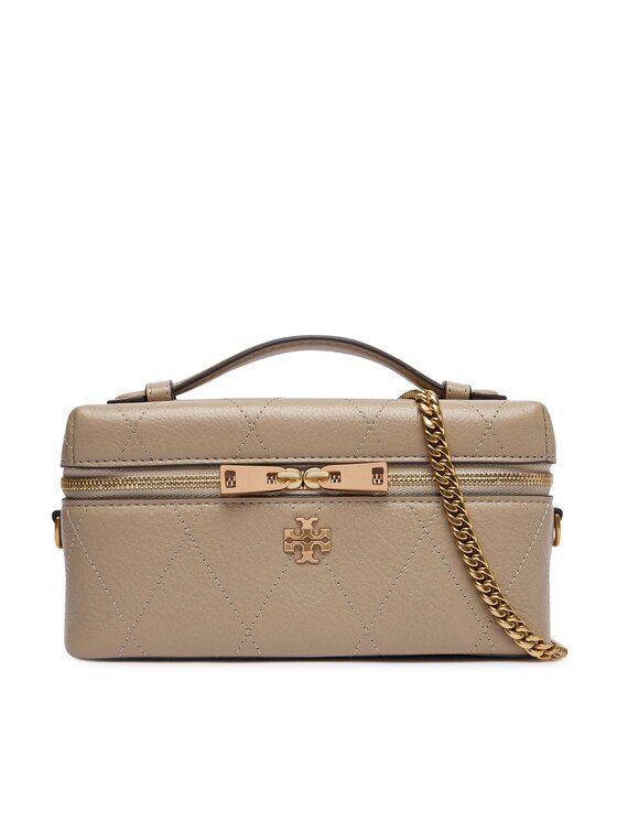 Tory Burch Дамска чанта Charlie Quilted East-West Vanity Case 186036