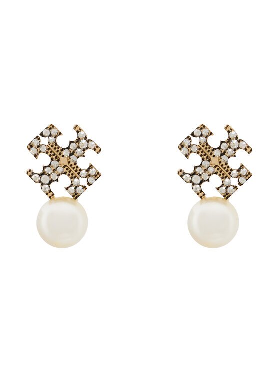 Tory Burch Обици LOGO AND PEARL STUD EARRINGS 184422