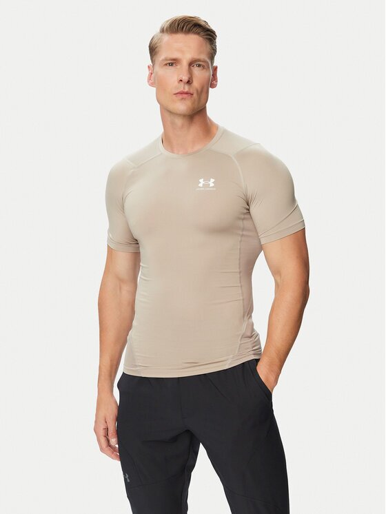 Under Armour Тениска от техническо трико Ua HeatGear® Armour 1361518 Бежов Slim Fit