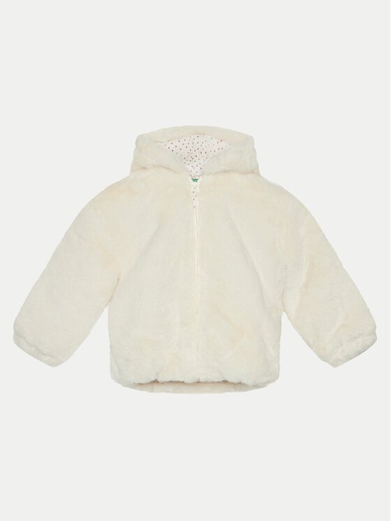 United Colors of Benetton Кожено палто 2A4SGN03G Екрю Regular Fit