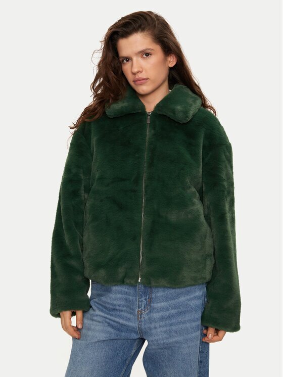 United Colors of Benetton Кожено палто 2FBDDN06V Екрю Regular Fit