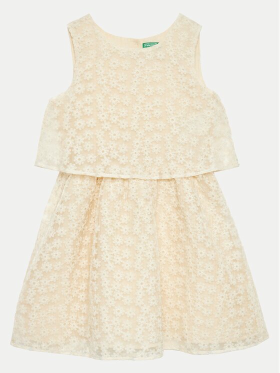 United Colors of Benetton Лятна рокля 4W8NCV02I Екрю Regular Fit