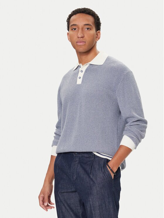 United Colors of Benetton Тениска с яка и копчета 10C1K301N Regular Fit