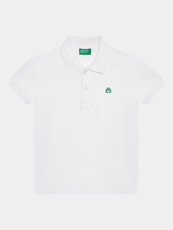 United Colors of Benetton Тениска с яка и копчета 3089G3008 Бял Regular Fit