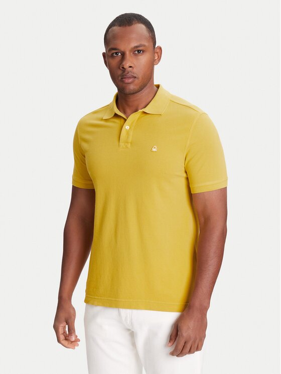 United Colors of Benetton Тениска с яка и копчета 3089J3179 Regular Fit
