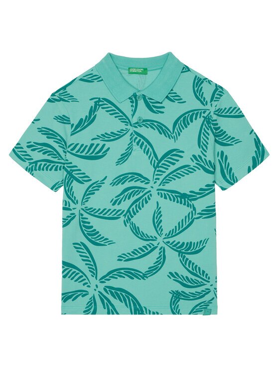 United Colors of Benetton Тениска с яка и копчета 36Y4C301W Regular Fit