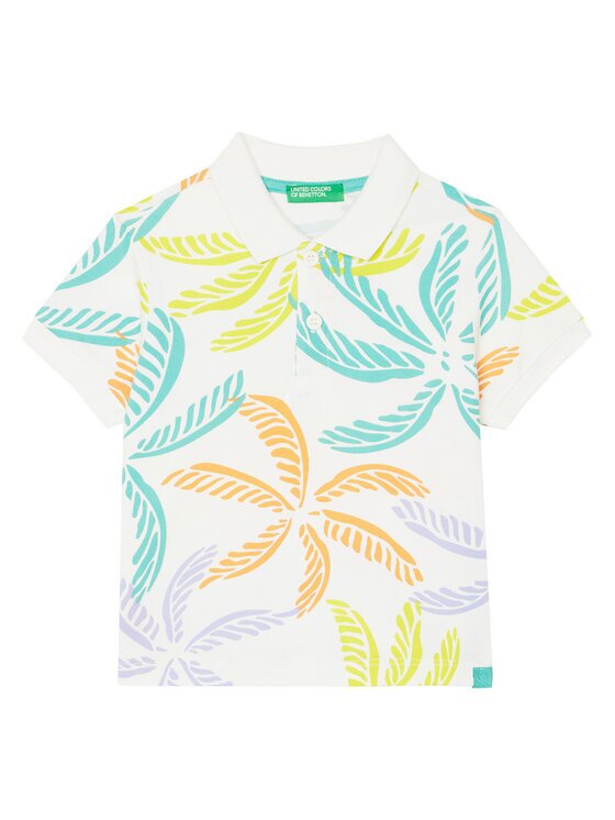 United Colors of Benetton Тениска с яка и копчета 36Y4G300Y Regular Fit