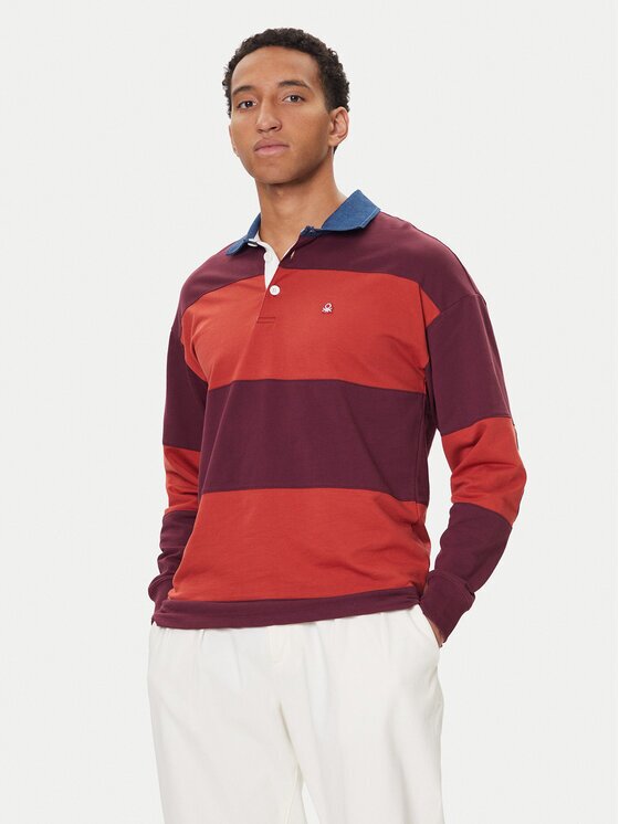 United Colors of Benetton Тениска с яка и копчета 3BC1U302L Regular Fit
