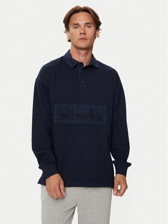 United Colors of Benetton Тениска с яка и копчета 3G9WU3020 Regular Fit
