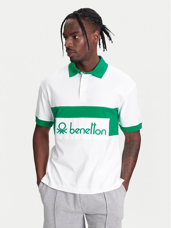 United Colors of Benetton Тениска с яка и копчета 3MCYU301U Regular Fit