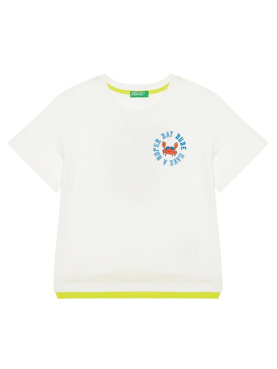 United Colors of Benetton Тишърт 3SLUG10JF Екрю Regular Fit