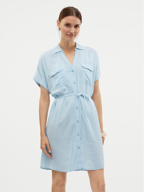 Vero Moda Лятна рокля Linn 10323027 Светлосиньо Relaxed Fit