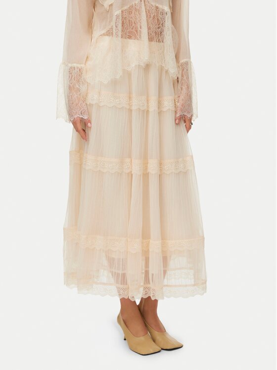 Vero Moda Миди пола Kinsley 10346617 Екрю Regular Fit