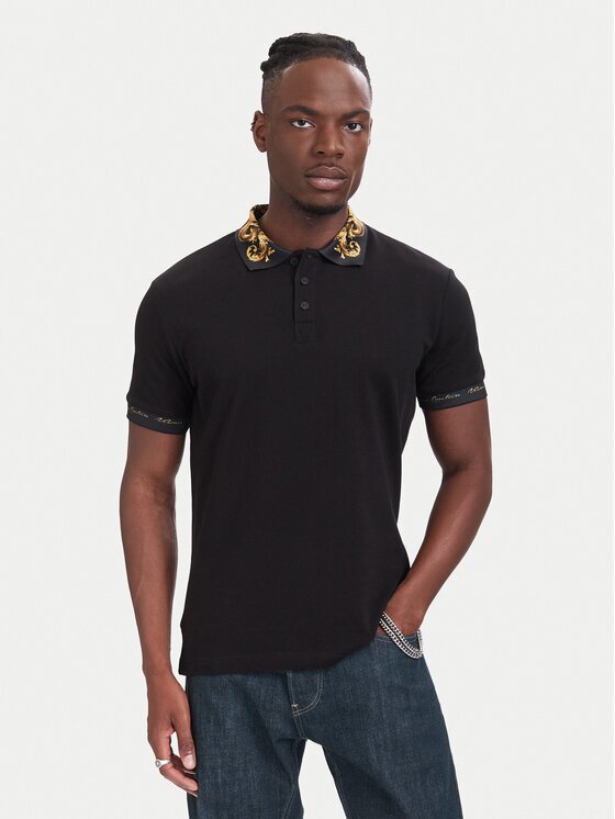 Versace Jeans Couture Тениска с яка и копчета 80GAGT12 CJ01T Slim Fit