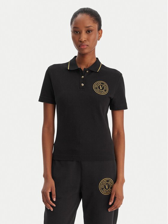 Versace Jeans Couture Тениска с яка и копчета 80HAGT02 CJ01T Regular Fit