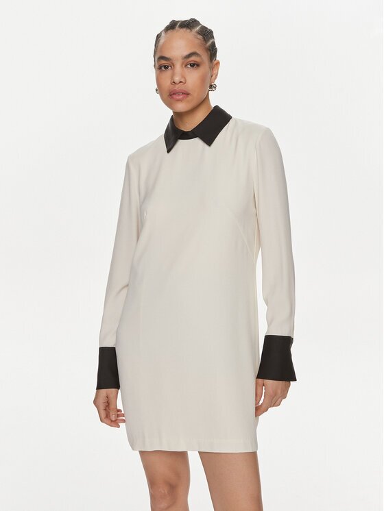 VICOLO Ежедневна рокля TB0156 Екрю Regular Fit