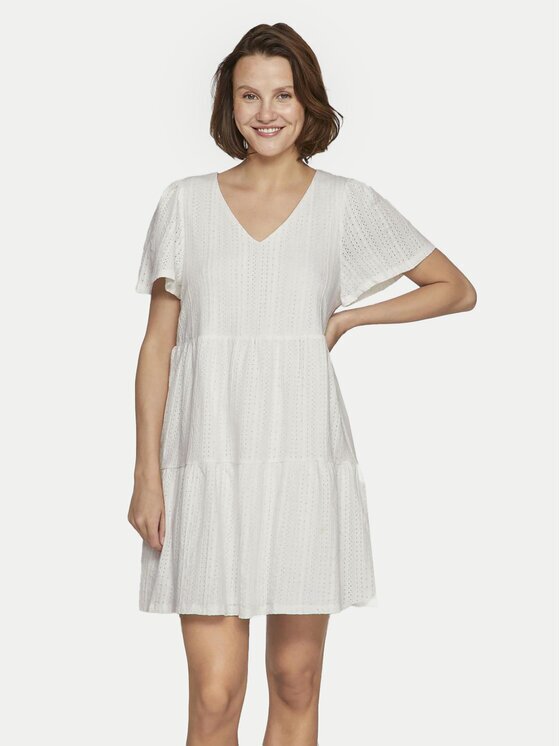 Vila Лятна рокля Libre 14095564 Екрю Regular Fit