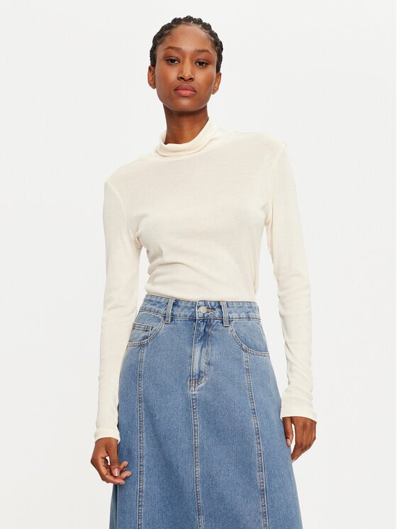 Vila Поло Jolini 14102279 Екрю Slim Fit