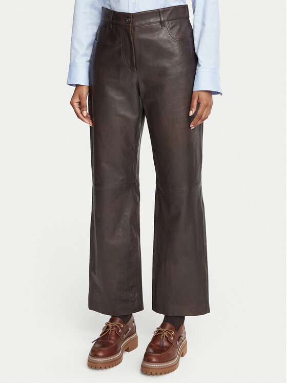 Weekend Max Mara Кожени панталони Deserto 2625436012 Regular Fit