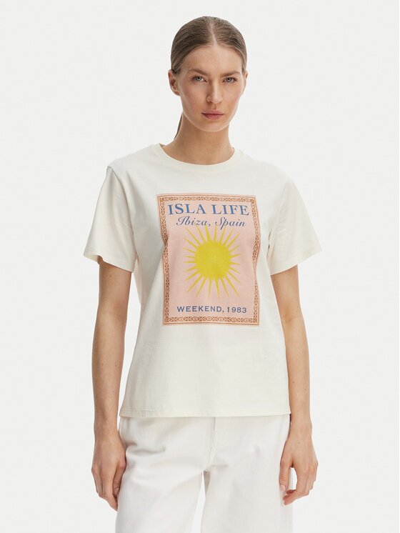 Weekend Max Mara Тишърт Pantera 2615971032 Екрю Regular Fit