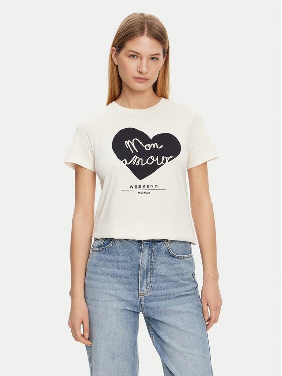 Weekend Max Mara Тишърт Vello 2515971051 Екрю Regular Fit